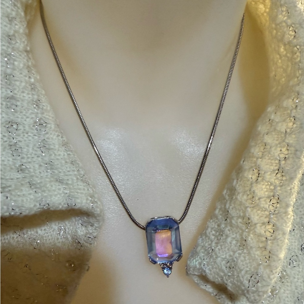 Vintage Monet Blue Crystal Pendant Necklace